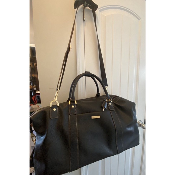 New BROOKS BROTHERS Pebbled Brown Leather Travel Luggage Weekend Bag w/ Lock&key - Picture 2 of 16